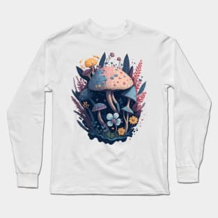 Fairytale mushroom with flowers Long Sleeve T-Shirt